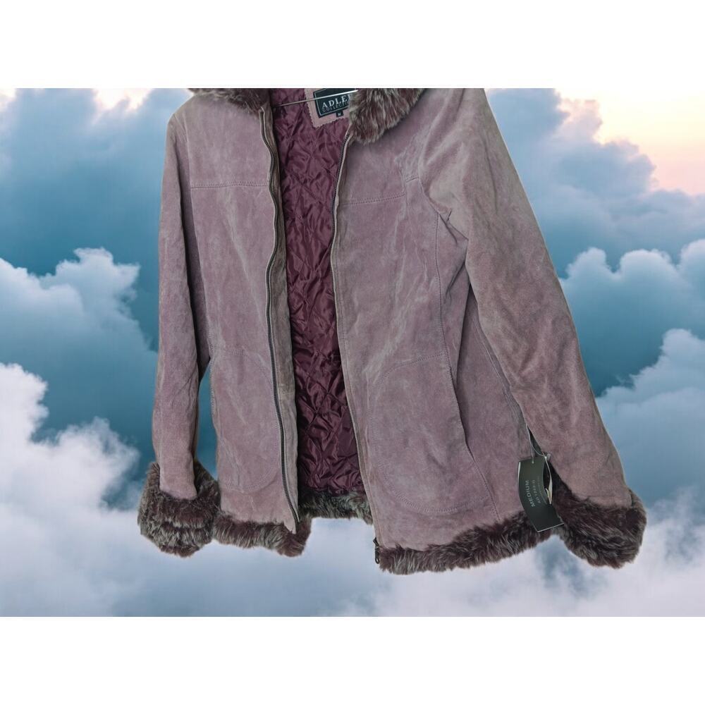 New with Tags Adler Collection 100% Leather Faux Fur Hood Coat SZ M - Picture 3 of 16